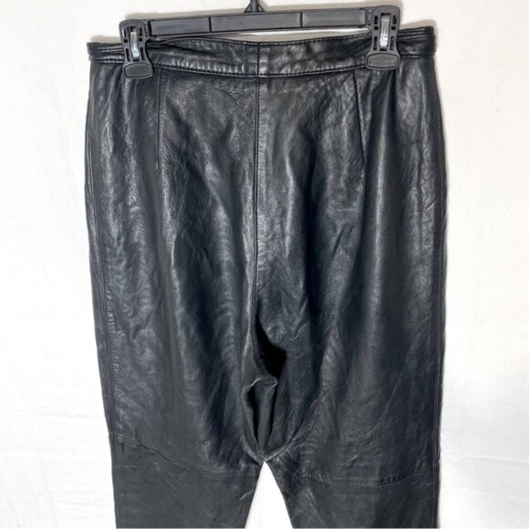 Vintage Jez Creations Montreal Black Leather High Rise Relaxed Leather Pants 8 - Picture 7 of 15